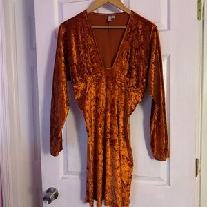 ASOS Velvet Dress in Rich Orange